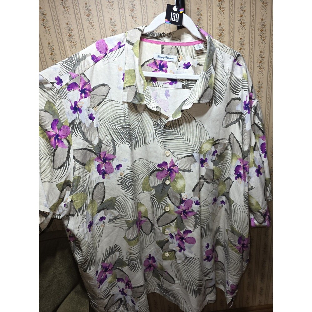 Tommy Bahama Shirt Mens 5XLB Hawaiian Floral Camp Big Tall Short Sleeve
